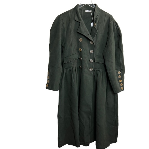 ULLA JOHNSON | Rowena Coat Wool Pine Military Green Double Breasted - Picture 2 of 6